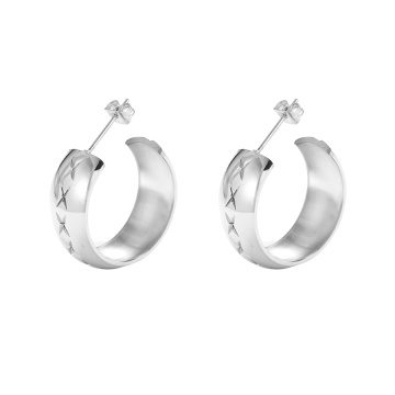 E-688 joyas de acero inoxidable color plata de moda xuping, pendientes de mujer tallados simples